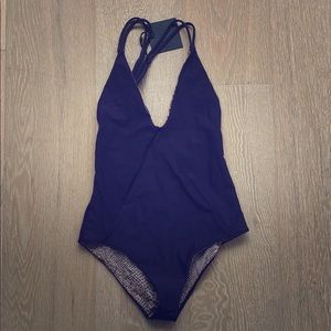 Acacia Swimwear-deep V Fullpiece. Purple. NWT